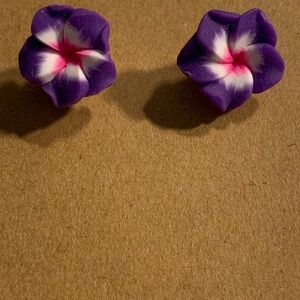 Purple and Pink Floral Earrings